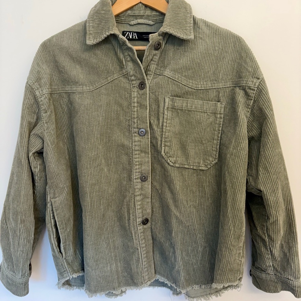 Zara Sage Green Corduroy Shirt